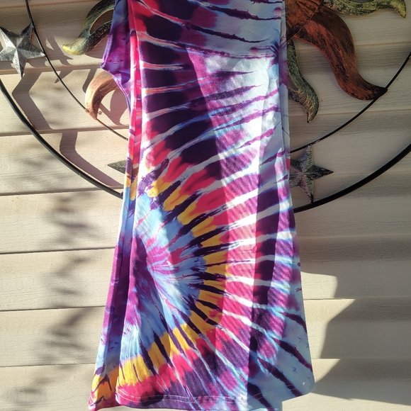 Purple & pink tie dye bell bottom flare leggings 12 - Picture 6 of 6